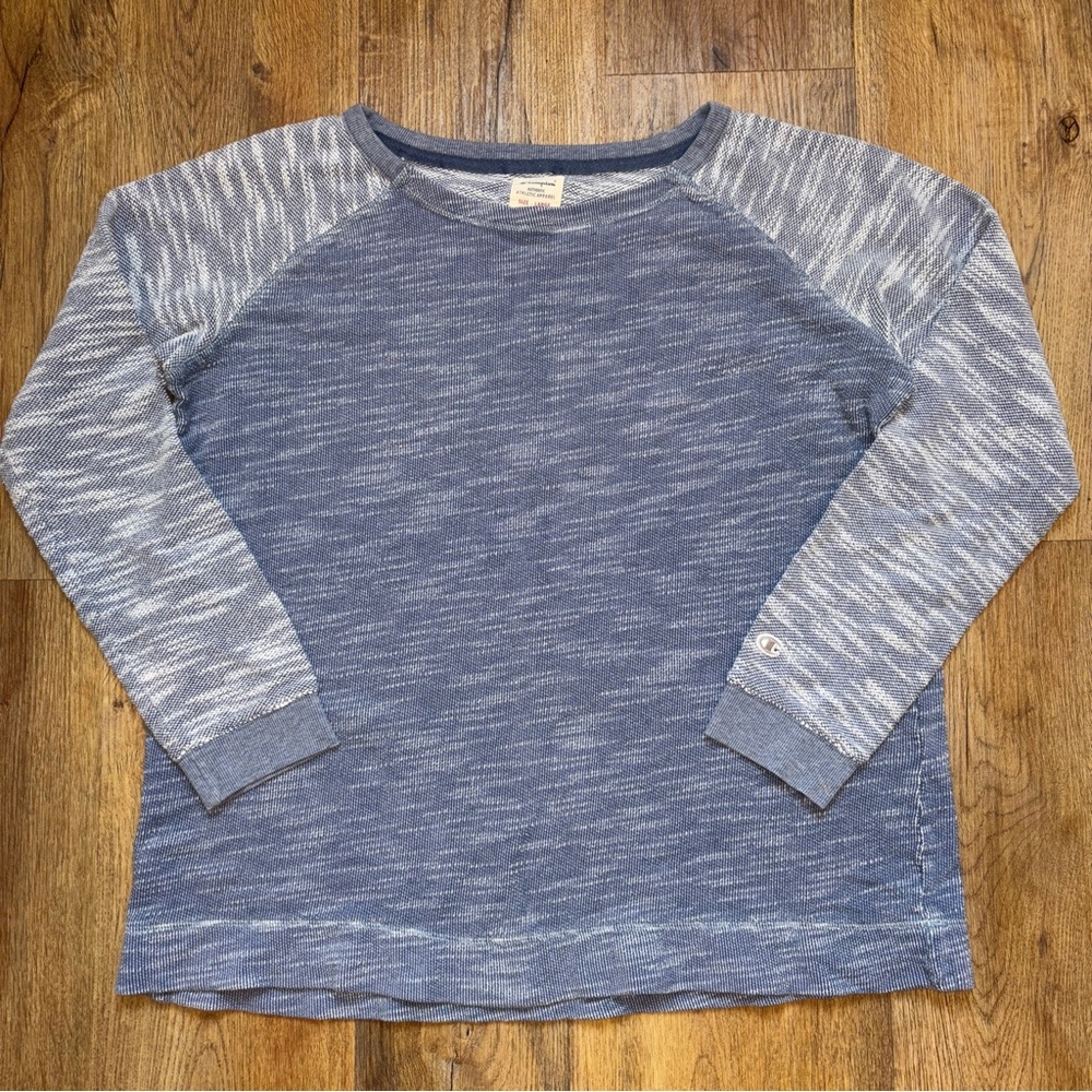 Champion marled blue & white crewneck pullover Sz L (b1)